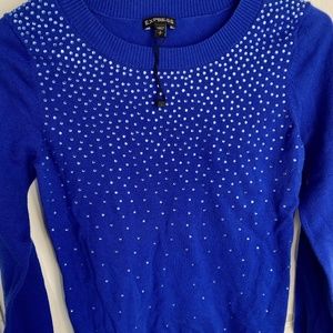 EXPRESS Blue Sweater with Rhinestones, Sz S